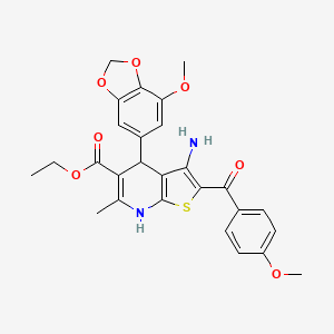 Ethyl 3-amino-4-(7-methoxy-1,3-benzodioxol-5-yl)-2-[(4-methoxyphenyl)carbonyl]-6-methyl-4,7-dihydrothieno[2,3-b]pyridine-5-carboxylate