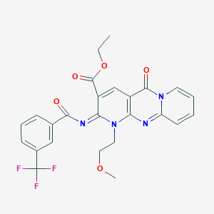 molecular formula C25H21F3N4O5 B11465575 ethyl 7-(2-methoxyethyl)-2-oxo-6-[3-(trifluoromethyl)benzoyl]imino-1,7,9-triazatricyclo[8.4.0.03,8]tetradeca-3(8),4,9,11,13-pentaene-5-carboxylate 