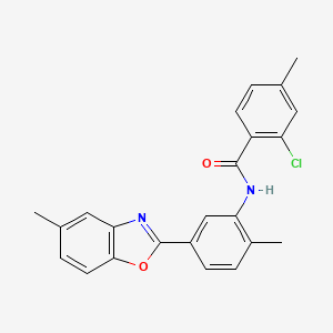 2-chloro-4-methyl-N-[2-methyl-5-(5-methyl-1,3-benzoxazol-2-yl)phenyl]benzamide