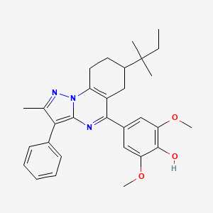 2,6-Dimethoxy-4-[2-methyl-7-(2-methylbutan-2-yl)-3-phenyl-6,7,8,9-tetrahydropyrazolo[1,5-a]quinazolin-5-yl]phenol