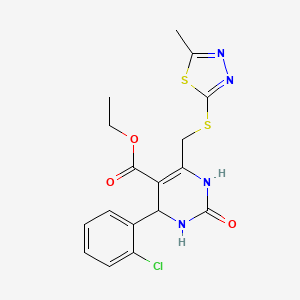 Ethyl 4-(2-chlorophenyl)-6-{[(5-methyl-1,3,4-thiadiazol-2-yl)sulfanyl]methyl}-2-oxo-1,2,3,4-tetrahydropyrimidine-5-carboxylate