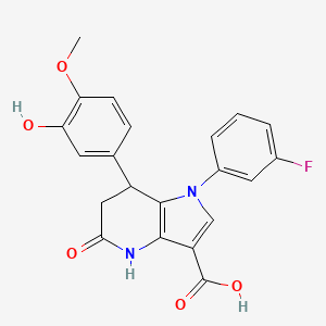 1-(3-fluorophenyl)-5-hydroxy-7-(3-hydroxy-4-methoxyphenyl)-6,7-dihydro-1H-pyrrolo[3,2-b]pyridine-3-carboxylic acid