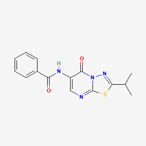 molecular formula C15H14N4O2S B11465687 N-[5-oxo-2-(propan-2-yl)-5H-[1,3,4]thiadiazolo[3,2-a]pyrimidin-6-yl]benzamide 