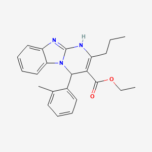 molecular formula C23H25N3O2 B11465707 Ethyl 4-(2-methylphenyl)-2-propyl-1,4-dihydropyrimido[1,2-a]benzimidazole-3-carboxylate 