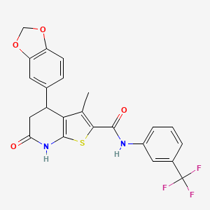 molecular formula C23H17F3N2O4S B11465710 4-(1,3-benzodioxol-5-yl)-3-methyl-6-oxo-N-[3-(trifluoromethyl)phenyl]-4,5,6,7-tetrahydrothieno[2,3-b]pyridine-2-carboxamide 