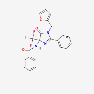 4-tert-butyl-N-[1-(furan-2-ylmethyl)-5-oxo-2-phenyl-4-(trifluoromethyl)-4,5-dihydro-1H-imidazol-4-yl]benzamide