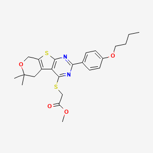 methyl 2-[[5-(4-butoxyphenyl)-12,12-dimethyl-11-oxa-8-thia-4,6-diazatricyclo[7.4.0.02,7]trideca-1(9),2(7),3,5-tetraen-3-yl]sulfanyl]acetate