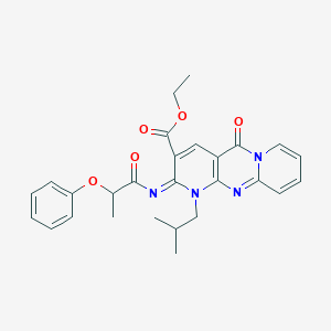 ethyl 7-(2-methylpropyl)-2-oxo-6-(2-phenoxypropanoylimino)-1,7,9-triazatricyclo[8.4.0.03,8]tetradeca-3(8),4,9,11,13-pentaene-5-carboxylate