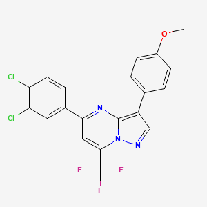 molecular formula C20H12Cl2F3N3O B11465762 5-(3,4-Dichlorophenyl)-3-(4-methoxyphenyl)-7-(trifluoromethyl)pyrazolo[1,5-a]pyrimidine 