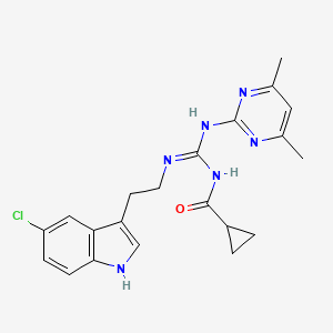 molecular formula C21H23ClN6O B11465794 N-{(E)-{[2-(5-chloro-1H-indol-3-yl)ethyl]amino}[(4,6-dimethylpyrimidin-2-yl)amino]methylidene}cyclopropanecarboxamide 