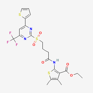 Ethyl 4,5-dimethyl-2-[(4-{[4-(thiophen-2-yl)-6-(trifluoromethyl)pyrimidin-2-yl]sulfonyl}butanoyl)amino]thiophene-3-carboxylate