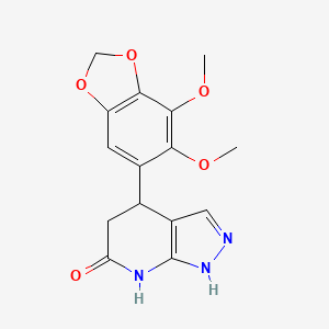 molecular formula C15H15N3O5 B11465838 4-(6,7-Dimethoxy-2H-1,3-benzodioxol-5-yl)-2H,4H,5H,7H-pyrazolo[3,4-b]pyridin-6-one 