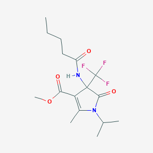 molecular formula C16H23F3N2O4 B11465851 methyl 2-methyl-5-oxo-4-(pentanoylamino)-1-(propan-2-yl)-4-(trifluoromethyl)-4,5-dihydro-1H-pyrrole-3-carboxylate 