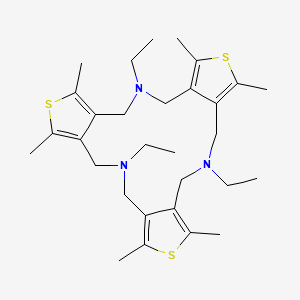 3,11,19-triethyl-6,8,14,16,22,24-hexamethyl-7,15,23-trithia-3,11,19-triazatetracyclo[19.3.0.05,9.013,17]tetracosa-1(24),5,8,13,16,21-hexaene