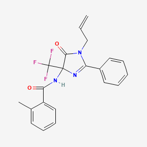 molecular formula C21H18F3N3O2 B11465857 2-methyl-N-[5-oxo-2-phenyl-1-(prop-2-en-1-yl)-4-(trifluoromethyl)-4,5-dihydro-1H-imidazol-4-yl]benzamide 