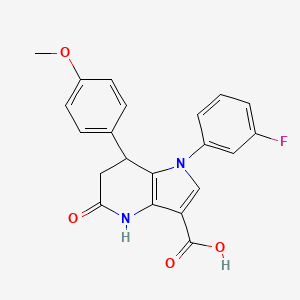 molecular formula C21H17FN2O4 B11465859 1-(3-fluorophenyl)-7-(4-methoxyphenyl)-5-oxo-4,5,6,7-tetrahydro-1H-pyrrolo[3,2-b]pyridine-3-carboxylic acid 