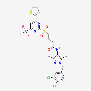 N-[1-(3,4-dichlorobenzyl)-3,5-dimethyl-1H-pyrazol-4-yl]-4-{[4-(thiophen-2-yl)-6-(trifluoromethyl)pyrimidin-2-yl]sulfonyl}butanamide