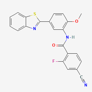 molecular formula C22H14FN3O2S B11465912 N-[5-(1,3-benzothiazol-2-yl)-2-methoxyphenyl]-4-cyano-2-fluorobenzamide 