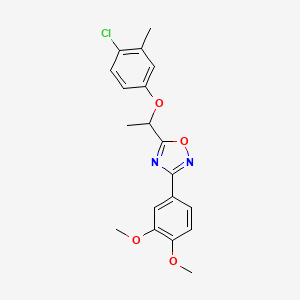 molecular formula C19H19ClN2O4 B11466044 5-[1-(4-Chloro-3-methylphenoxy)ethyl]-3-(3,4-dimethoxyphenyl)-1,2,4-oxadiazole 