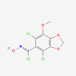 molecular formula C9H6Cl3NO4 B11466062 4,6-dichloro-N-hydroxy-7-methoxy-1,3-benzodioxole-5-carboximidoyl chloride 