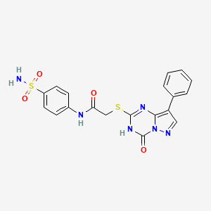 2-[(4-oxo-8-phenyl-3,4-dihydropyrazolo[1,5-a][1,3,5]triazin-2-yl)sulfanyl]-N-(4-sulfamoylphenyl)acetamide