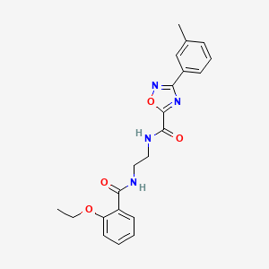 molecular formula C21H22N4O4 B11466077 N-(2-{[(2-ethoxyphenyl)carbonyl]amino}ethyl)-3-(3-methylphenyl)-1,2,4-oxadiazole-5-carboxamide 