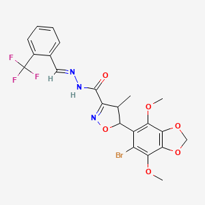 5-(6-bromo-4,7-dimethoxy-1,3-benzodioxol-5-yl)-4-methyl-N'-{(E)-[2-(trifluoromethyl)phenyl]methylidene}-4,5-dihydro-1,2-oxazole-3-carbohydrazide