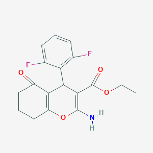 molecular formula C18H17F2NO4 B11466102 ethyl 2-amino-4-(2,6-difluorophenyl)-5-oxo-5,6,7,8-tetrahydro-4H-chromene-3-carboxylate 