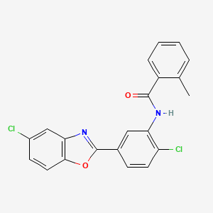 molecular formula C21H14Cl2N2O2 B11466109 N-[2-chloro-5-(5-chloro-1,3-benzoxazol-2-yl)phenyl]-2-methylbenzamide 