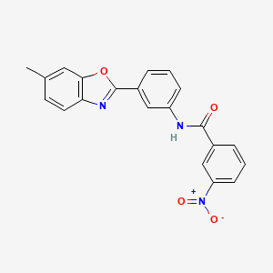 molecular formula C21H15N3O4 B11466132 N-[3-(6-methyl-1,3-benzoxazol-2-yl)phenyl]-3-nitrobenzamide 