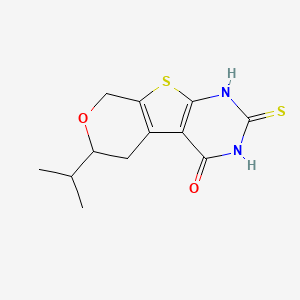 molecular formula C12H14N2O2S2 B11466147 12-Isopropyl-5-sulfanylidene-11-oxa-8-thia-4,6-diazatricyclo[7.4.0.0(2,7)]trideca-1(9),2(7)-dien-3-one 