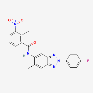 molecular formula C21H16FN5O3 B11466155 N-[2-(4-fluorophenyl)-6-methyl-2H-1,2,3-benzotriazol-5-yl]-2-methyl-3-nitrobenzamide 