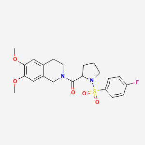 molecular formula C22H25FN2O5S B11466161 2-{1-[(4-Fluorophenyl)sulfonyl]prolyl}-6,7-dimethoxy-1,2,3,4-tetrahydroisoquinoline 