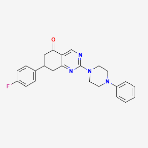 molecular formula C24H23FN4O B11466173 7-(4-fluorophenyl)-2-(4-phenylpiperazin-1-yl)-7,8-dihydroquinazolin-5(6H)-one 