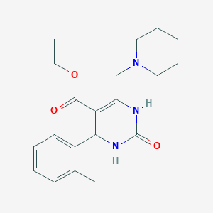 molecular formula C20H27N3O3 B11466208 Ethyl 4-(2-methylphenyl)-2-oxo-6-(piperidin-1-ylmethyl)-1,2,3,4-tetrahydropyrimidine-5-carboxylate 