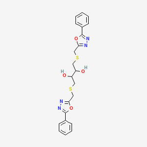 molecular formula C22H22N4O4S2 B11466225 1,4-Bis{[(5-phenyl-1,3,4-oxadiazol-2-yl)methyl]sulfanyl}butane-2,3-diol 