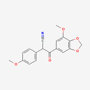 molecular formula C18H15NO5 B11466228 3-(7-Methoxy-2H-1,3-benzodioxol-5-yl)-2-(4-methoxyphenyl)-3-oxopropanenitrile 