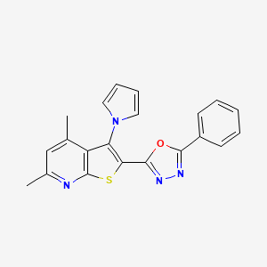 2-[4,6-dimethyl-3-(1H-pyrrol-1-yl)thieno[2,3-b]pyridin-2-yl]-5-phenyl-1,3,4-oxadiazole