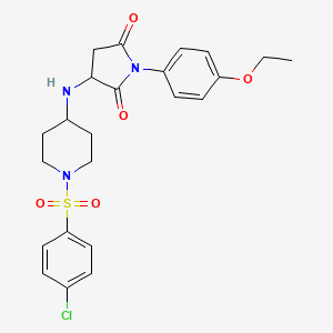 molecular formula C23H26ClN3O5S B11466361 3-({1-[(4-Chlorophenyl)sulfonyl]piperidin-4-yl}amino)-1-(4-ethoxyphenyl)pyrrolidine-2,5-dione 