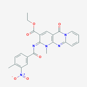 ethyl 7-methyl-6-(4-methyl-3-nitrobenzoyl)imino-2-oxo-1,7,9-triazatricyclo[8.4.0.03,8]tetradeca-3(8),4,9,11,13-pentaene-5-carboxylate