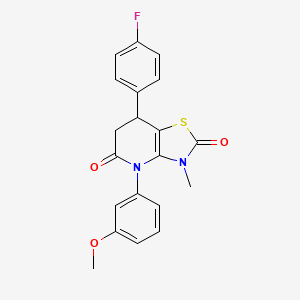 molecular formula C20H17FN2O3S B11466382 7-(4-fluorophenyl)-4-(3-methoxyphenyl)-3-methyl-6,7-dihydro[1,3]thiazolo[4,5-b]pyridine-2,5(3H,4H)-dione 