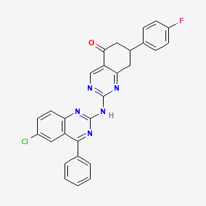 molecular formula C28H19ClFN5O B11466385 2-[(6-chloro-4-phenylquinazolin-2-yl)amino]-7-(4-fluorophenyl)-7,8-dihydroquinazolin-5(6H)-one 