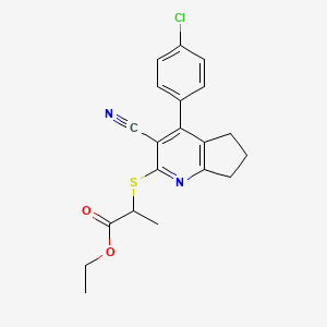 ethyl 2-{[4-(4-chlorophenyl)-3-cyano-6,7-dihydro-5H-cyclopenta[b]pyridin-2-yl]sulfanyl}propanoate