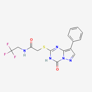 2-[(4-oxo-8-phenyl-3,4-dihydropyrazolo[1,5-a][1,3,5]triazin-2-yl)sulfanyl]-N-(2,2,2-trifluoroethyl)acetamide