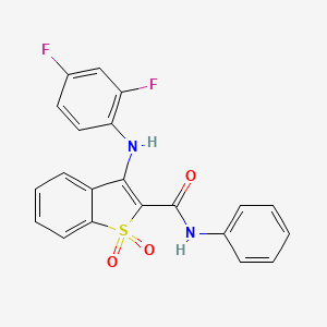 molecular formula C21H14F2N2O3S B11466420 3-[(2,4-difluorophenyl)amino]-N-phenyl-1-benzothiophene-2-carboxamide 1,1-dioxide 