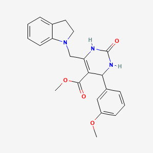 methyl 6-(2,3-dihydro-1H-indol-1-ylmethyl)-4-(3-methoxyphenyl)-2-oxo-1,2,3,4-tetrahydropyrimidine-5-carboxylate