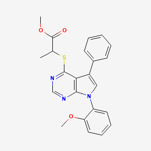 molecular formula C23H21N3O3S B11466442 methyl 2-{[7-(2-methoxyphenyl)-5-phenyl-7H-pyrrolo[2,3-d]pyrimidin-4-yl]sulfanyl}propanoate 