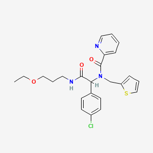 molecular formula C24H26ClN3O3S B11466450 N-{1-(4-chlorophenyl)-2-[(3-ethoxypropyl)amino]-2-oxoethyl}-N-(thiophen-2-ylmethyl)pyridine-2-carboxamide 