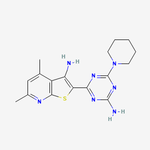 molecular formula C17H21N7S B11466461 2-[4-Amino-6-(piperidin-1-yl)-1,3,5-triazin-2-yl]-4,6-dimethylthieno[2,3-b]pyridin-3-amine 