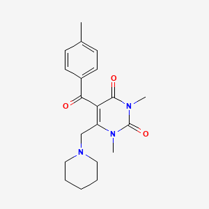 molecular formula C20H25N3O3 B11466468 1,3-dimethyl-5-[(4-methylphenyl)carbonyl]-6-(piperidin-1-ylmethyl)pyrimidine-2,4(1H,3H)-dione 